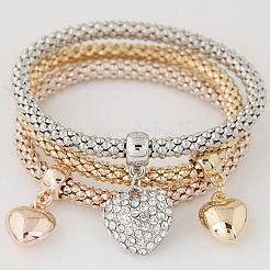 3 pz braccialetti con ciondoli in strass in lega&nbsp;WGE2207-05