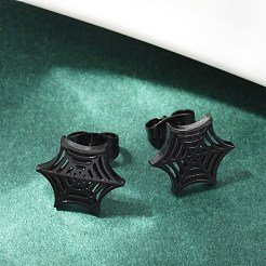 Серьги-гвоздики в виде паутины из нержавеющей стали 304 EJEW-G294-01EB