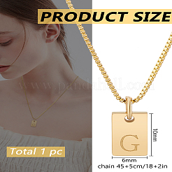 1 collane con ciondolo rettangolare a forma di lettera in acciaio inossidabile&nbsp;NJEW-LP0001-34G-G