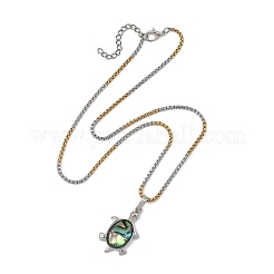 Collana da donna con ciondolo tartarugato in acciaio inossidabile 304 e conchiglia di paua naturale&nbsp;NJEW-JN06190