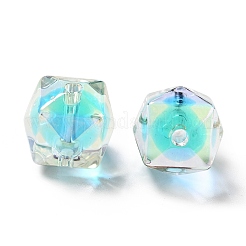 ツートン UV メッキ レインボー虹色アクリル ビーズ  ポリゴン  空色  15.5x16x16mm  穴：2.7~2.8mm&nbsp;LS-TACR-D010-02A