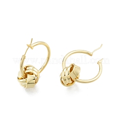 Серьги-кольца из латуни с узлом из бисера для женщин EJEW-P205-10G