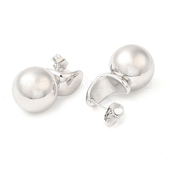 Латунные серьги-гвоздики с круглыми шариками и подвесками X-EJEW-K251-02P