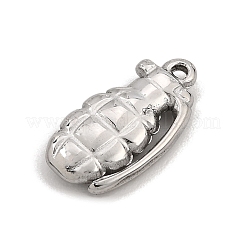 304ステンレスペンダント  手榴弾チャーム  ステンレス鋼色  19.5x10.5x3.5mm  穴：1.3mm&nbsp;SA-CBA0563-02P