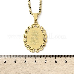 Colliers à chaîne ovale en acier inoxydable 201 avec pendentif vierge&nbsp;NJEW-H055-08G