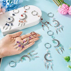 10шт. брелки из сплава натурального смешанного камня KEYC-TAC00056