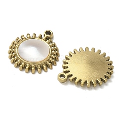 Подвески из нержавеющей стали 304 с покрытием из натуральной раковины морского ушка/белой раковины&nbsp;STAS-U037-02G-01