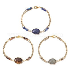 3шт. многорядные браслеты из натуральных и синтетических драгоценных камней BJEW-JB12122