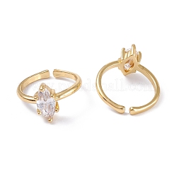 Латунные микро проложить манжеты кольца кубического циркония RJEW-M138-15G