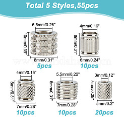 55 шт. 5 бусины из нержавеющей стали 202 и европейские бусины STAS-AR0002-19