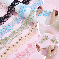 6 ярд двухцветной полиэстеровой кружевной ленты с цветочной вышивкой&nbsp;OCOR-PH0005-66