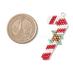 5 шт. 5 стиля подвески из стеклянных бусин на рождественскую тематику PALLOY-MZ00868