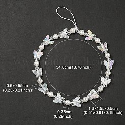 Акриловые мобильные ремешки с жемчугом и бабочкой HJEW-YW0001-01