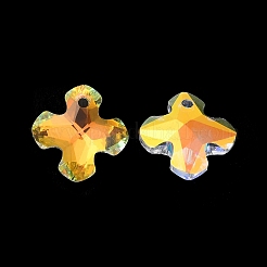 電気メッキガラスペンダント  バックメッキ  多面カット  クローバーチャーム  アリスブルー  14x14x6mm  穴：1.2mm&nbsp;EGLA-M029-01-04