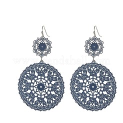 Цветок с плоскими круглыми латунными подвесными серьгами FS-WG429E9-02