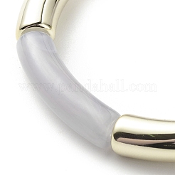 Bracciale elasticizzato con perline in tubo curvo acrilico per donna&nbsp;BJEW-JB08439-06