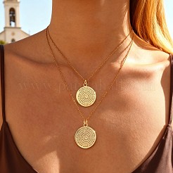 Collane con ciondolo a moneta yoga in acciaio inossidabile 304 per donna&nbsp;WG93E5C-01