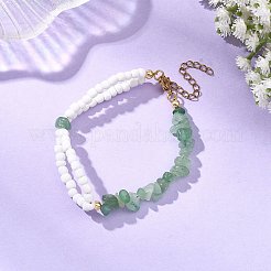 Armbänder aus natürlichen grünen Aventurin-Splitterperlen und Glasperlen für Damen&nbsp;BJEW-JB14137-01
