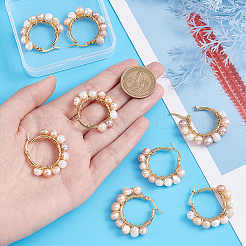 4 пара винтажных плетеных серег-колец из натурального жемчуга для девушек и женщин EJEW-UN0002-07