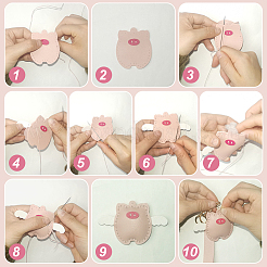 DIY Kunstleder fliegendes Schwein Anhänger Schlüsselanhänger Nähset&nbsp;DIY-WH0530-96