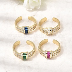 Anelli aperti con polsino in ottone micro pavé di zirconi cubici per donna&nbsp;RJEW-L343-04G