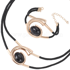 Номер 6 сплав & акриловый & вощеный шнур двухслойные ожерелья и браслеты наборы для женщин SJEW-CY0001-02