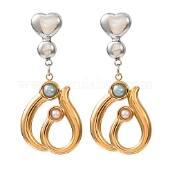 Boucles d'oreilles pendantes en acier inoxydable 304 et perles en plastique&nbsp;SA-G607-04GP