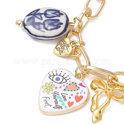 Браслеты ручной работы из фарфора и сплава с бусинами и подвесками&nbsp;BJEW-JB13314