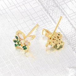 Orecchini da donna in ottone con micro pavé di zirconi cubici&nbsp;KK-A305-07G-05