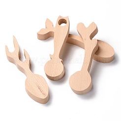 未完成の木の空のスプーン  彫刻スプーン  ウッドクラフト用品  クジラの尾の形と角と猫と鹿  モカシン  142~171.5x40~47x20mm  4個/セット&nbsp;DIY-E026-11