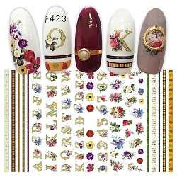 Adesivi per nail art, adesivi per unghie con motivo a tema oceano di banconote di frutta di cupido animale fiori autoadesivi, per le donne ragazze unghie unghie decorazioni, colorato, 12.3x8cm