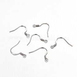 316 Surgical Stainless Steel French Earring Hooks, with Horizontal Loop, Flat Earring Hooks, Size: about 17mm wide, 18mm long, 1.8mm thick, hole: 2mm