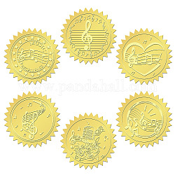Craspire 144 Uds pegatinas en relieve de papel de plata pegatinas autoadhesivas de sellado de certificados de 2 pulgadas decoración de medallas de notas musicales pegatina para sobres premios de boda embalaje de tarjetas de regalo de graduación