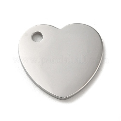304 Stainless Steel Pendants, Stamping Blank Tag, Heart Charm, Stainless Steel Color, 16x18x1.5mm, Hole: 2mm