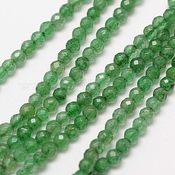 Naturali verdi perline aventurinee fili, tondo sfaccettato, 3mm, Foro: 0.8 mm, circa 129pcs/filo, 15 pollice