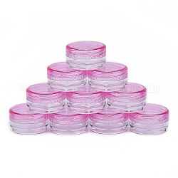 3G Plastic Empty Portable Facial Cream Jar, Refillable Cosmetic Containers, with Screw Lid, Deep Pink, 2.9x1.6cm, Capacity: 3g