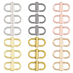 Superfindings 18 pz fibbie regolabili in lega di 6 colori, per la borsa con tracolla a catena accorcia gli accessori della catena a tracolla della borsa, colore misto, 21.5x12.5x4mm, diametro interno: 6.5x18mm, 3 pz / colore