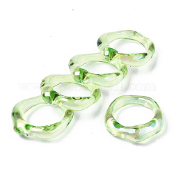 Transparent Resin Finger Rings, AB Color Plated, Light Green, US Size 6 3/4(17.1mm)