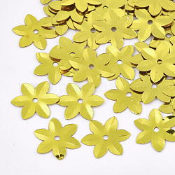装飾アクセサリー  ポリ塩化ビニールのプラスチック製のスパンコール/スパンコールビーズ  花  ゴールド  13~13.5x12x0.4mm  穴：1.4mm  約9000個/500g