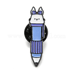 Cartoon Rabbit Enamel Pins, Black Alloy Badge for Women, Pen, 29x8x2mm