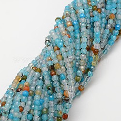 Natural Agate Bead Strands, Dyed, Faceted, Round, Turquoise, 4mm, Hole: 0.8mm, about 90~92pcs/strand, 14 inch