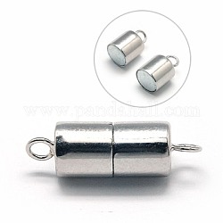 925 магнитные застежки из стерлингового серебра, колонка, платина, 20x6 мм, отверстие : 2 мм