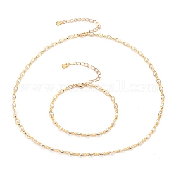 Conjuntos de joyas de cadenas de cuentas hechas a mano de latón, collares y pulseras, con abalorios de vidrio perlas y broches pinza de langosta, dorado, 8-1/8 pulgada (20.5 cm), 18-1/8 pulgada (46 cm)