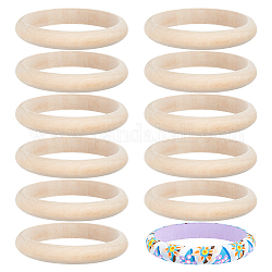 Arricraft 12pcs bracelets en bois non finis, artisanat en bois bricolage, bisque, 1/2 pouce (1.3 cm), diamètre intérieur: 2-5/8 pouce (6.7 cm)