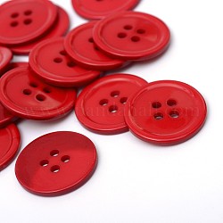 4-Hole Plastic Buttons, Flat Round, FireBrick, 22x2mm, Hole: 2mm