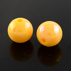 AB Color Plated Acrylic Gumball Beads for Bubblegum Necklace, Round, Gold, 26mm, Hole: 5mm, about 51pcs/500g