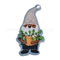 Appliques d'horticulteur gnome, tissu de broderie informatisé fer/coudre sur les patchs, accessoires de costumes, colorées, 83x41x1.5mm