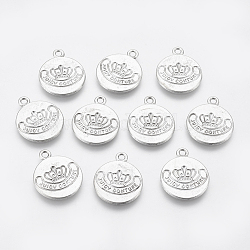 Alloy Pendants, Flat Round, Antique Silver, Lead Free and Cadmium Free, 22.5x18x1.5mm, Hole: 2mm