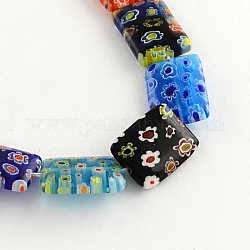 Rectangle Handmade Millefiori Glass Beads, Mixed Color, 23x17x5mm, Hole: 1mm, about 15pcs/strand, 14.9inch