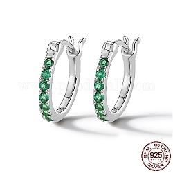 925 женская серьга-кольцо из стерлингового серебра с родиевым покрытием, платина, зелёные, 12 мм
